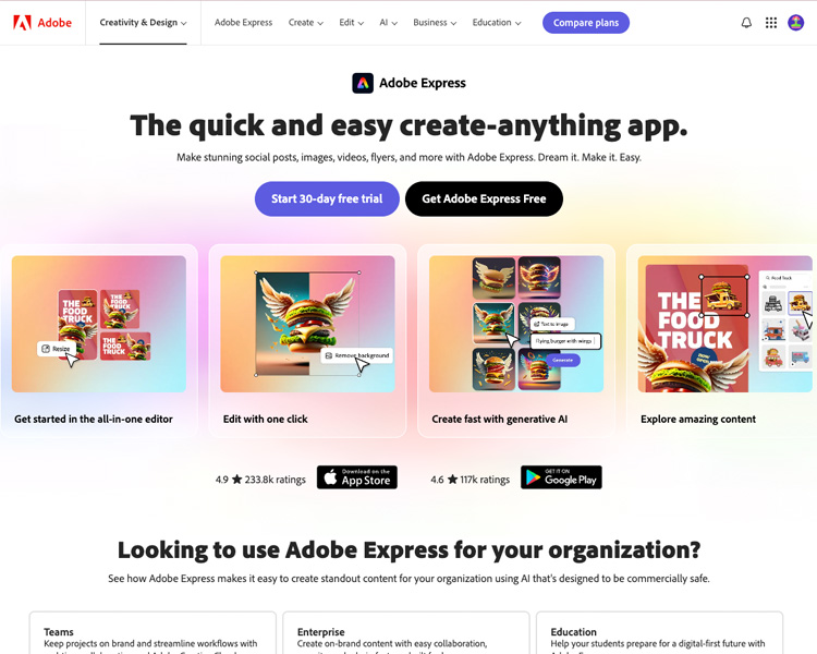 site de creation gratuit: Adobe Express
