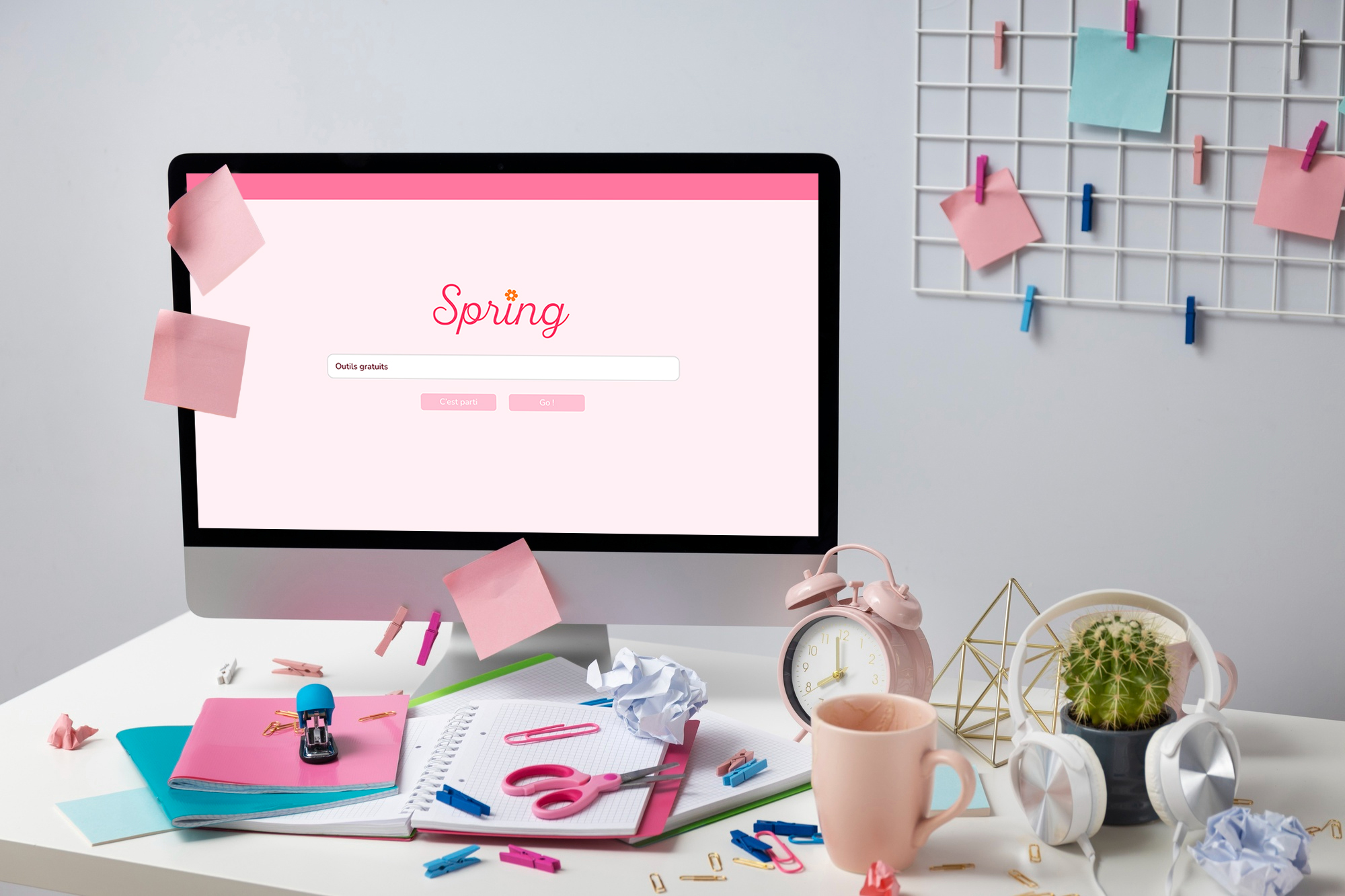 bureau créatif avec ordinateur qui cherche les meilleurs outils gratuits